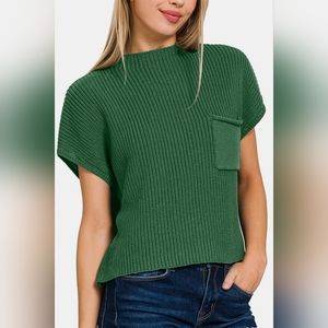 Zenana Short Sleeve Mock Neck Sweater